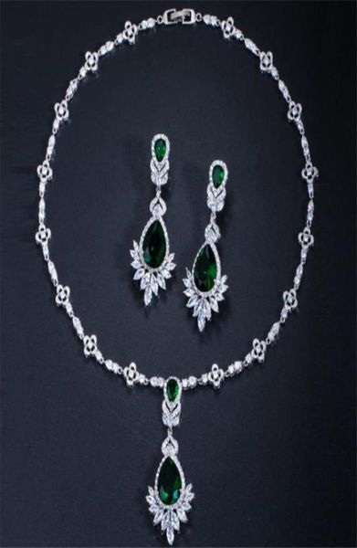

luxury zircon necklace earrings wedding bridal jewelry set cz pendant necklaces sparking birthday party prom jewelry accessories r5767053, Silver