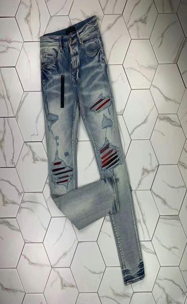 

ph390 mens jeans distressed motorcycle biker jean rock skinny slim ripped hole stripe fashionable snake embroidery de3811332, Blue