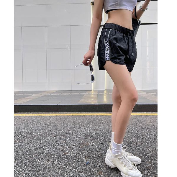 

women's shorts fashion brand 2023 summer women's shorts elasticity waist 2 colour high waist embroidery shorts, White;black