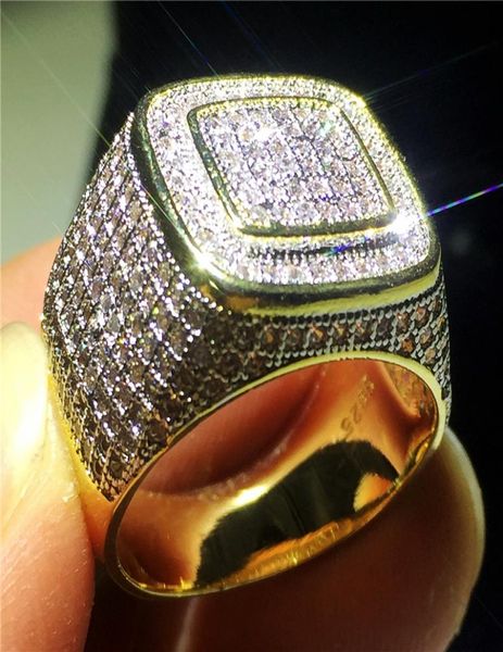 

male hiphop ring yellow gold filled 925 silver pave setting 5a zircon stone anniversary party band rings for men jewelry8776086
