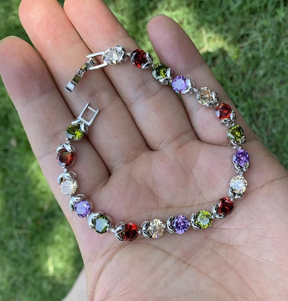 

choucong new luxury jewelry 925 sterling silver multi z cz diamond gemstones eternity lucky women wedding bracelet gift for mo4000206, Golden;silver