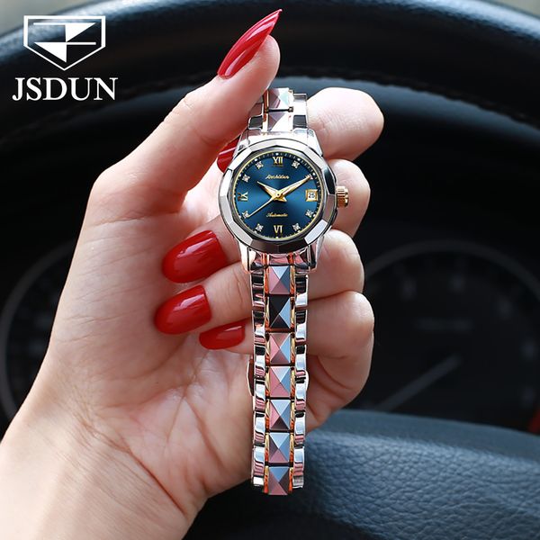 

other watches jsdun luxury watch women bracelet waterproof automatic mechanical sapphire crystal watches jewelry ladies clock gift brand 230, Slivery;black