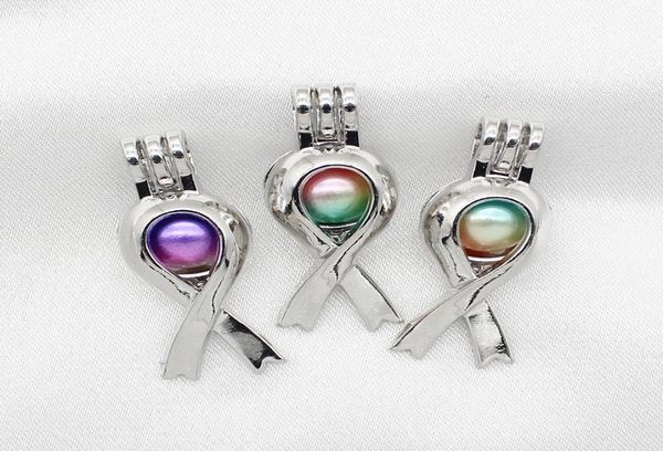 

10pcs ribbon pearl cage silver plated essential oil diffuser bead locket pendants for perfume aromatherapy necklace making1344064