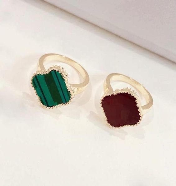 

18k4 leaf clover ring fashion designer ladies rings girls valentine039s day christmas love gifts 316l stainless steel jewelry5813280, Slivery;golden