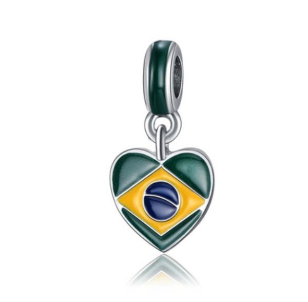 

fits bracelets 30pcs brazil's flag charms beads silver charms bead for wholesale diy european necklace jewelry accessories xmas5876235, Black