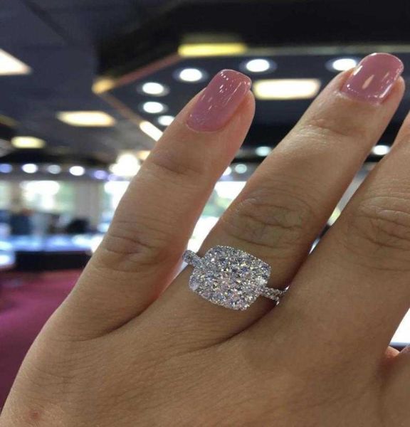 

18 k white gold real natural 2 carats diamond ring for women 100 jewelry natural gemstone anillos bizuteria bijoux femme rings3798568, Golden;silver
