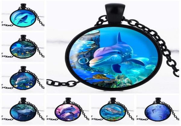 

gift creative time gem necklace 3d dolphin glass pendant sweater chain wfn378 with chain mix order 20 pieces a lot7546624, Silver