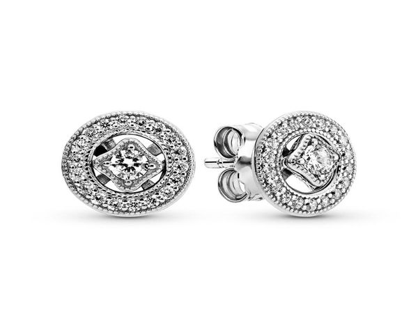 

925 sterling silver women039s vintage circle stud earrings luxury fashion jewelry designer earrings with charmes original gift 4899632, Golden;silver
