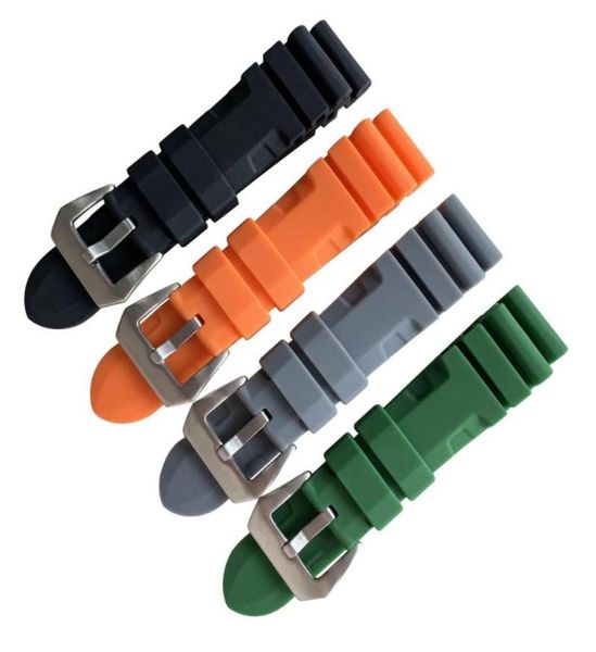 

watch bands 24mm for pam rubber strap prev tang buckle wrist bracelet sport band2953248, Black;brown