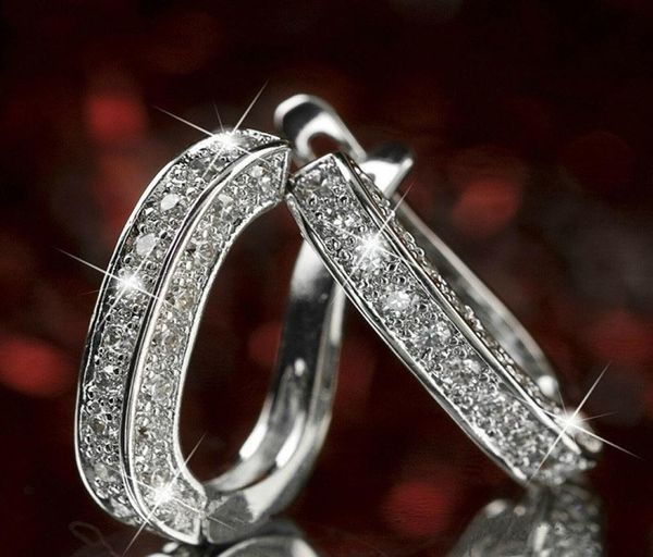 

full diamond shining hoop earrings fashion dangle rhinestone earrings silver gold rose gold geometric earring wedding engagement g9706036, Golden;silver