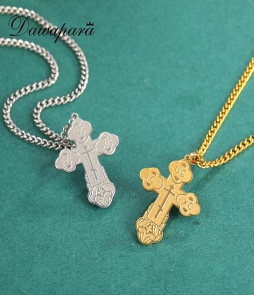 

pendant necklaces dawapara eastern orthodox serbian cross necklace stainless steel jewelry talisman charm quantum pendants2062566, Silver