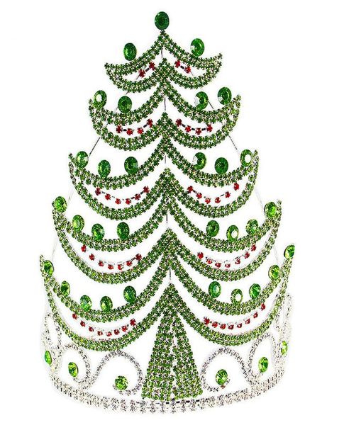 

christmas crown christmas tree jewelry decoration rhinestone plant crowns and tiara for princess and queen gifts jci1052373718, White;golden