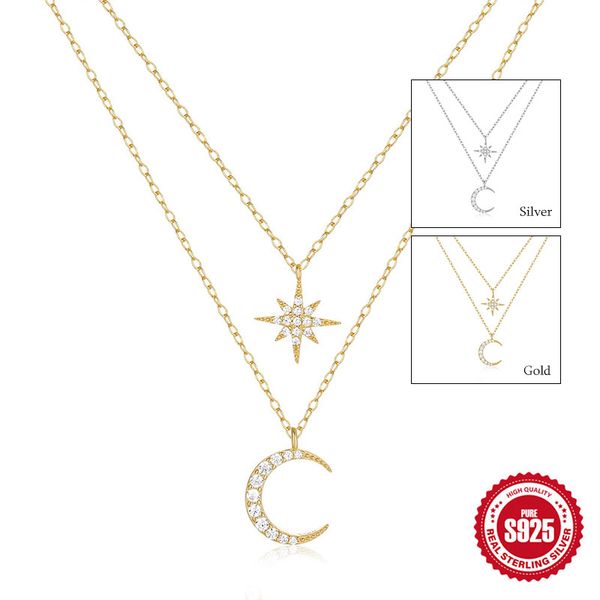 

18 styles 925 sterling silver double layers necklace cz diamond pendant chokers for women 2023 new designer stacked necklaces jewelry ing