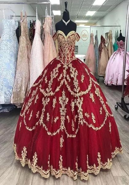 

delicate off shoulder quinceanera ball gown dresses sparkly golden appliqued prom party gowns robe de soiree celebrity 15 ans vest5024642, Blue;red