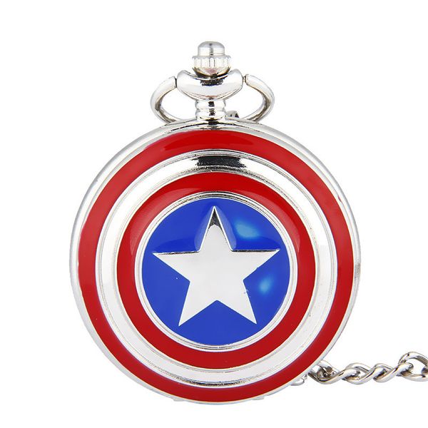 

pentagram pocket watch large european and american style flip necklace couple men's women's necklace fashion portable, Slivery;golden