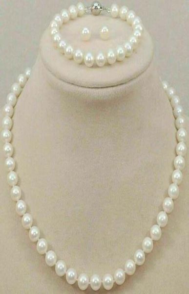 

78mm genuine natural freshwater white pearl necklace set 180390397430134, Black