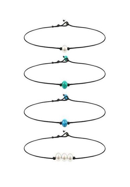 

new arrivals pearl leather choker many styles imitation pearl handmade leather necklace diy leather choker pearl jewelry7904437, Silver