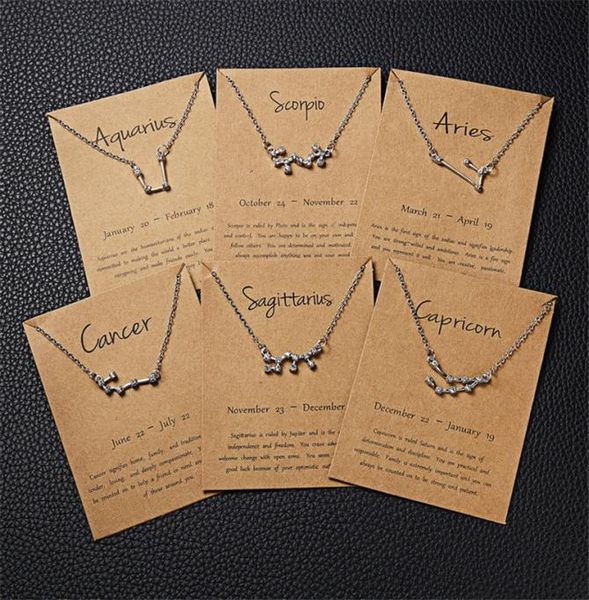 

12 constellation zodiac sign necklace for women silver color jewelry leo libra aries pendant horoscope astrology chain6522500