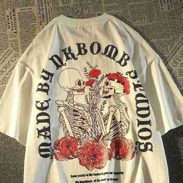 

stussys 100% pure cotton street trendy brand skull head short sleeved t-shirt for men and women loose fitting american high street bf style, White;black