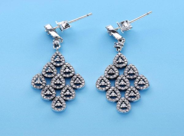 

925 sterling silver cascading glamour teardrop dangle drop earrings with clear cz fits european p style jewelry fashion earr4316740