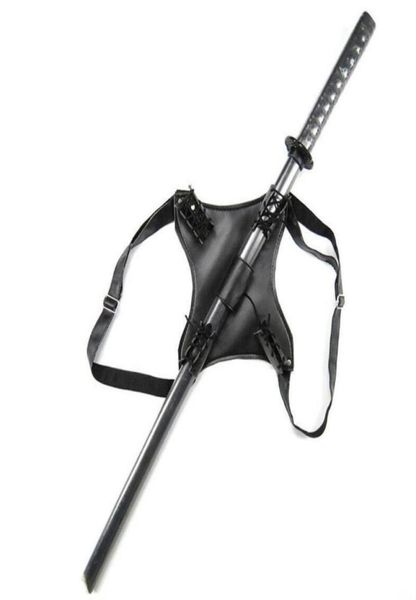 

waist support harness men039s leather dual sword carrying back exotic holder belt scabbard gun halloween holste cosplay cost 1410781, Black;gray