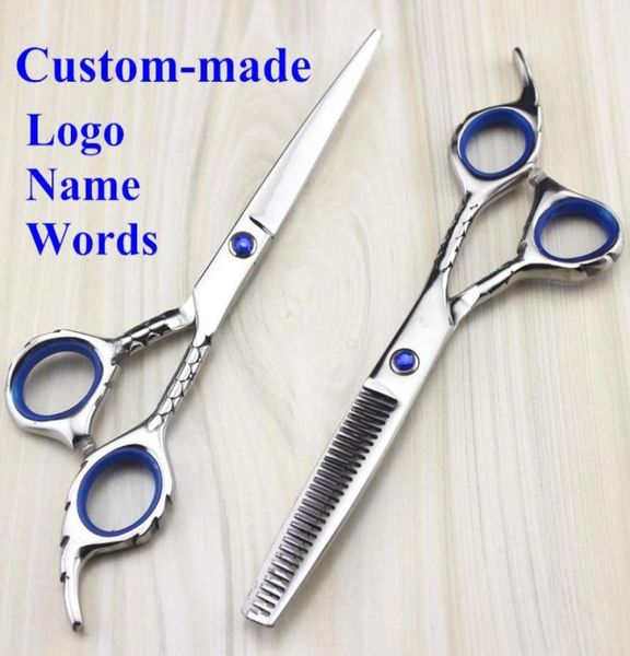 

hair scissors custommade 440c 6 inch snakeskin cut scissor cutting barber makas thinning scisor shears hairdressing set9647013