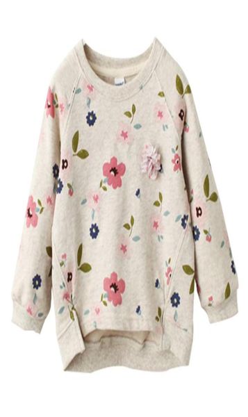 

kids floral pullover sweater boat neck long sleeve baby girls leisure clothes toddler spring summer swing hem short front long bac5024073, Blue
