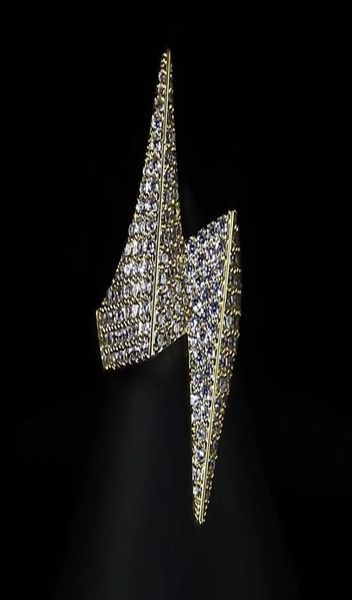 

14k white gold diamond lightning rings iced out bling men039s zirconia hip hop ring luxury deisnger ring gifts jewelry2361982, Golden;silver