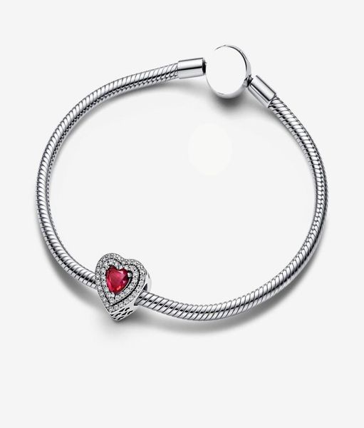 

925 women gift charms bracelets pendant diy fit p style shining red heart strings beads designer jewelry european and american popular jewel, Golden;silver
