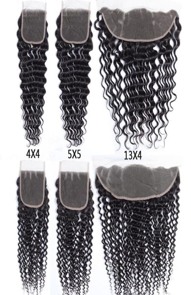 

4x4 lace closure or 5x5 lace closure or 13x4 lace frontal 100 virgin human hair body wave straight deep kinky curly yaki water we5411936, Black;brown