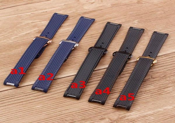 

watch accessories silicone rubber curved end metal strap for omega seamaster 300 aqua terra at150 8900 tool4022289, Black;brown