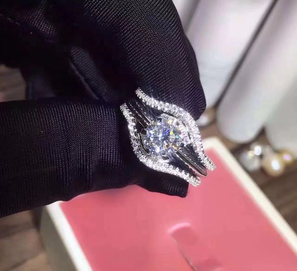 

wedding rings trs01 luxury wedding rings sets quality nscd synthetic gem 2pc ring sets 0.6/1/1.5/2/3 carat 230713, Slivery;golden