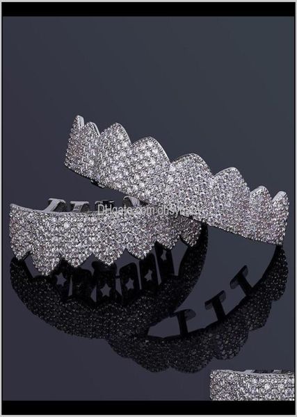 

trippie redd grillz dental body hip hop jewelry mens diamond dientes grillz teeth gold sier luxury designer iced out grills hiphop2041166, Black