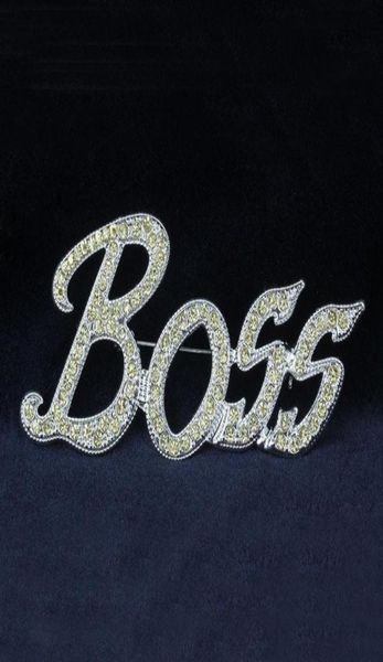 

fashion bling bling 18k gold plated austrian crystal boss brooches for men women wedding jewelry nice gift whole 3262488, Gray