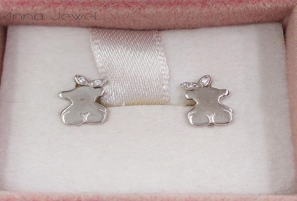 

bear 925 sterling silver girls cute gold earrings for women dangle charms stud set wedding party birthday gift earring luxury 6154833098, Golden;silver