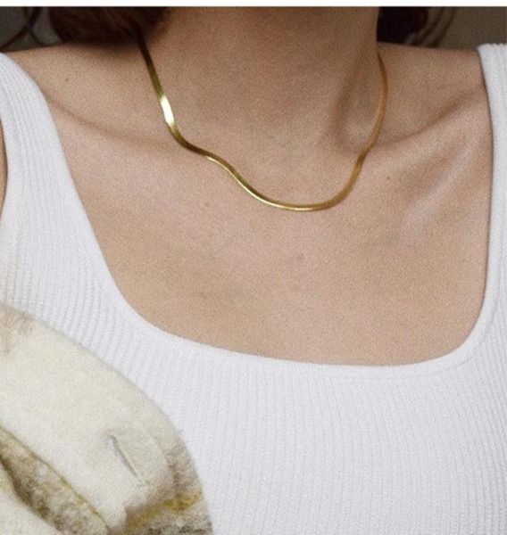 

titanium steel 18k gold plated choker metal wind bone chain necklace9685767, Silver