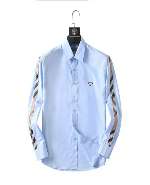 

luxurys designers mens dress shirt man bberry wear fashion society black men solid color business casual mens long sleeve m3xl045722516, White;black