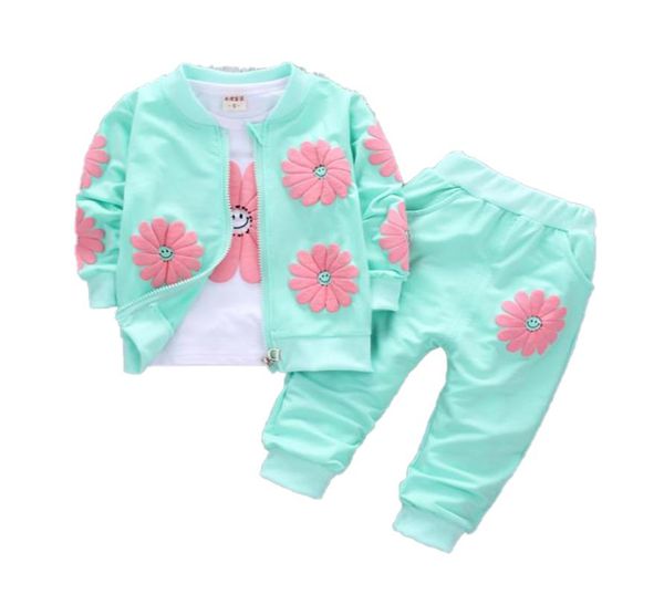 

3pcs kids baby clothing set for girl autumn cotton fashion girls set suits children baby clothes sports casual sets5599910, White
