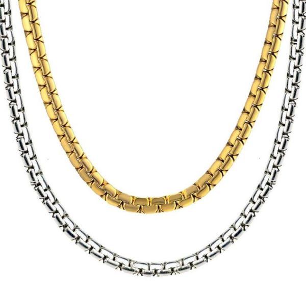 

flat box chain necklaces men stainless steel gold cool link chain necklace hippie men hip hop jewelry party valentines day gift9835637, Silver