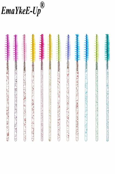 

2bags 100pcs shiny disposable eyelash applicator wands curler brush set mascara eyebrow spoolers comb wands spoolies brushes5522067
