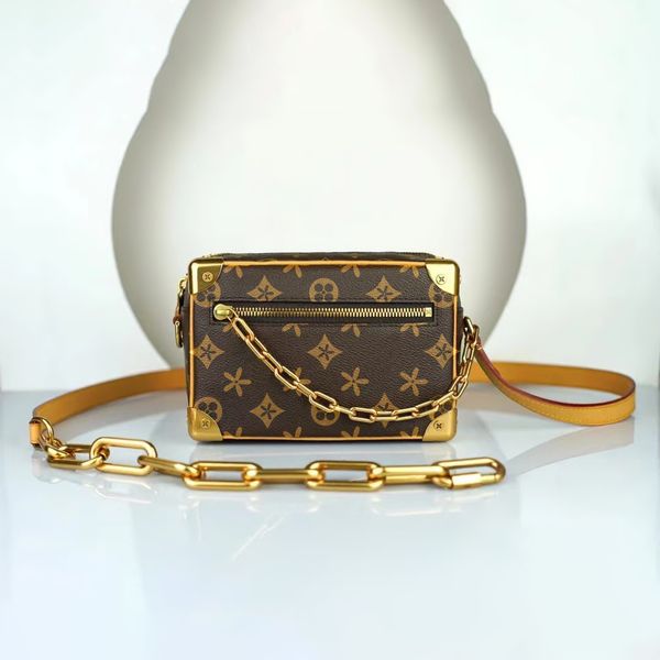 

m44735 classic retro mini soft trunk box shoulder bag womens wallet black flower bags luxury mans flap clutch handbags genuine leather cross