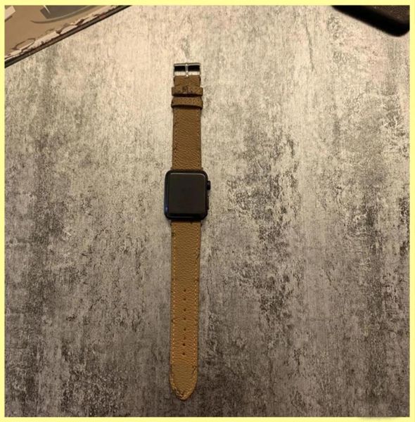 

luxury designer leather watchband for apple watch 6 5 4 se band sport leather bracelet 40mm 42mm 38mm strap for iwatch series 3 2 2908937, Black;brown