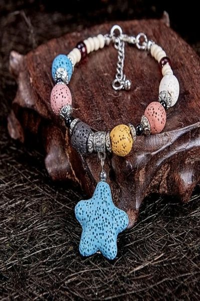 

ethnic colourful volcano lava stone beads bracelet diy aromatherapy essential oil diffuser women bracelet r20211298525