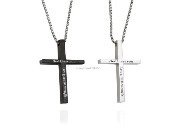 

black stainless steel cross pendant necklaces god bless cross necklace women mens fashion jewelry gift will and sandy new6122853, Silver