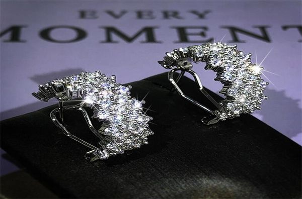 

choucong unique ear cuff sparkling luxury jewelry 925 sterling silver pave white sapphire cz diamond olive branch earring women we3653610