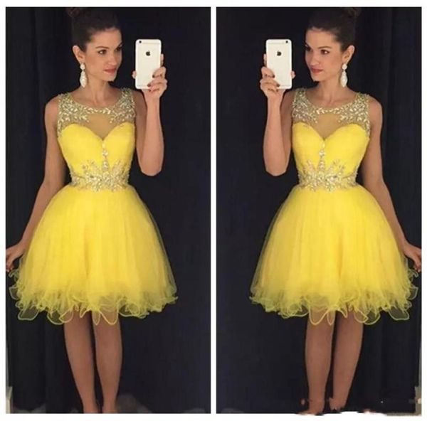 

sheer short prom dresses lace appliques beading rhinestone tulle formal vestidos de bridesmaid homecoming party gowns sleeveless v2721963, Black