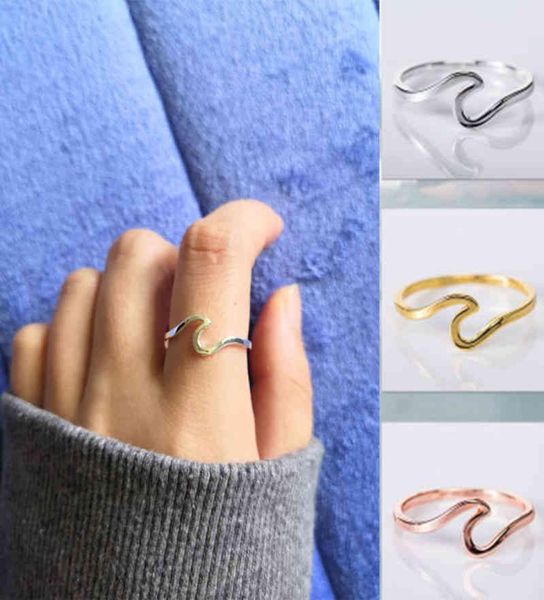 

fashion ocean wave ring simple dainty sterling sier thin summelrr beach sea surfer personality jewey7599742, Silver