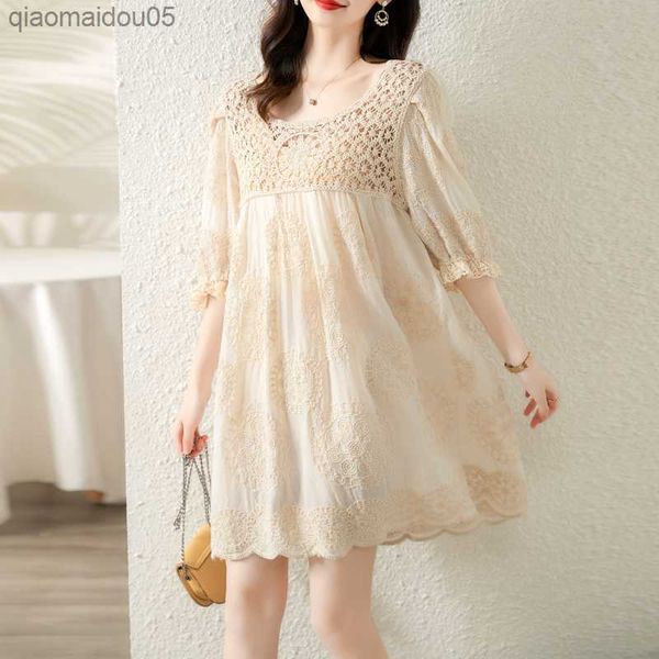 

l14695# dress maternity t shirt bottoming dress loose women bubble sleeves summer pregnacy dress l230712, White