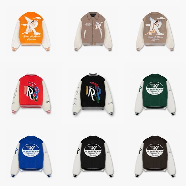 

designer jackets mens bomber men's racing varsity jacke mens baseball hip hop harajuku letter patchwork leather streetwear men coats, Black;brown
