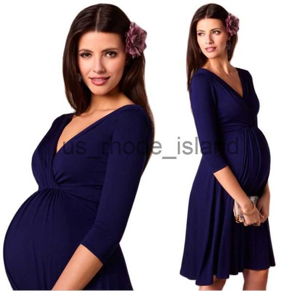 

maternity dresses dresses for women pregnant dresses maternity v-neck three quarter sleeve pleated beautiful clothes pregnancy party evening, White